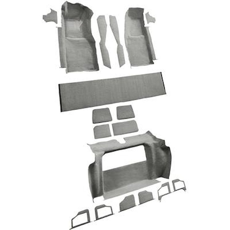 VT1120756 1979-80 Chevrolet Corvette; Complete Molded Carpet Set; w/ 2 Compartment Doors; Cutpile; Gray / Oyster