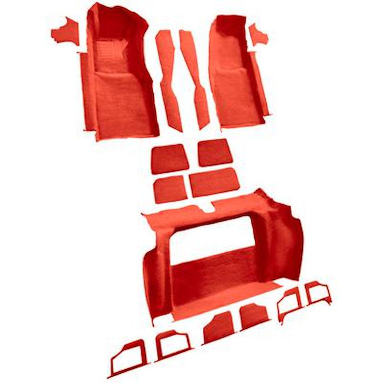 VT1120802 1979-80 Chevrolet Corvette; Complete Molded Carpet Set; w/o Door Panels; w/ 2 Compartment Doors; Cutpile; Firethorn/Me