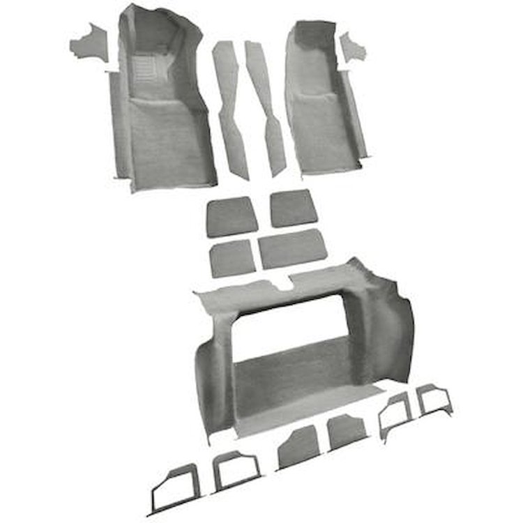 VT1120856 1979-80 Chevrolet Corvette; Complete Molded Carpet Set; w/o Door Panels; w/ 2 Compartment Doors; Cutpile; Gray / Oyste