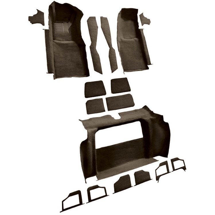 VT1120899 1979 Chevrolet Corvette; Complete Molded Carpet Set; w/o Door Panels; w/ 2 Compartment Doors; Cutpile; Brown