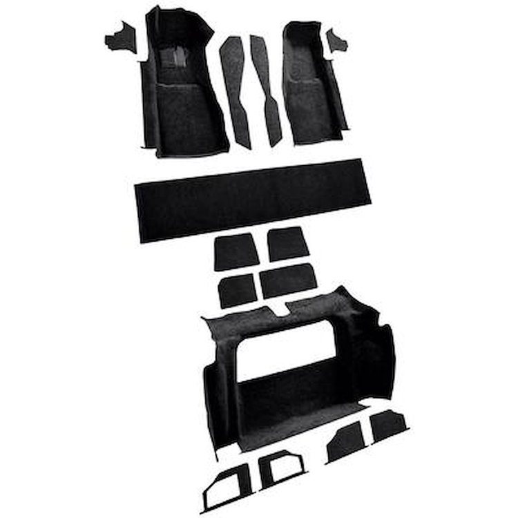 VT1121001 1981-82 Chevrolet Corvette; Complete Molded Carpet Set; Cutpile; Black