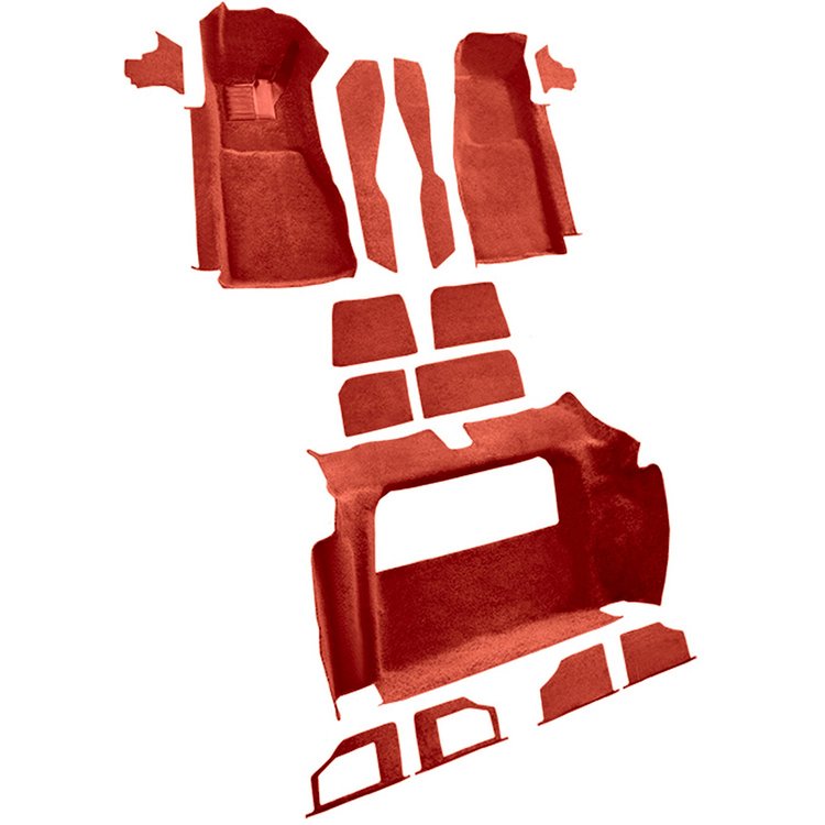 VT1121121 1981-82 Chevrolet Corvette; Complete Molded Carpet Set; w/o Door Panels; Cutpile; Red