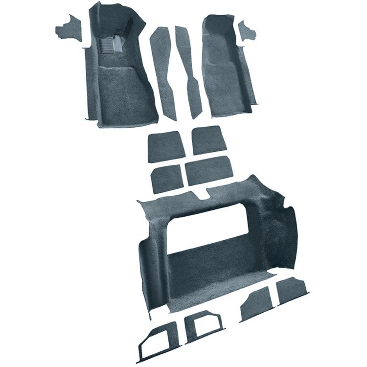 VT1121139 1981-82 Chevrolet Corvette; Complete Molded Carpet Set; w/o Door Panels; Cutpile; Blue