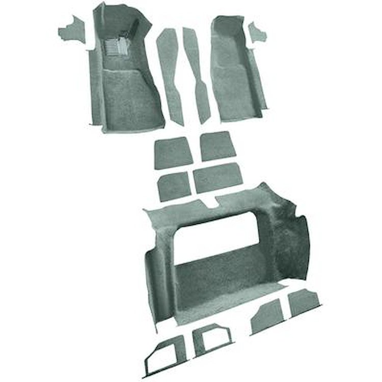 VT1121146 1981-82 Chevrolet Corvette; Complete Molded Carpet Set; w/o Door Panels; Cutpile; Silver Green/Jade