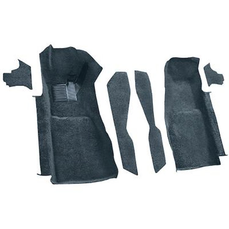 VT1121239 1981-82 Chevrolet Corvette; Front Molded Carpet Set; w/ Console Strips & Kick Panels; Cutpile; Blue
