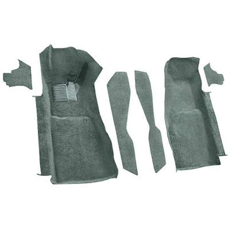 VT1121246 1981-82 Chevrolet Corvette; Front Molded Carpet Set; w/ Console Strips & Kick Panels; Cutpile; Silver Green/Jade