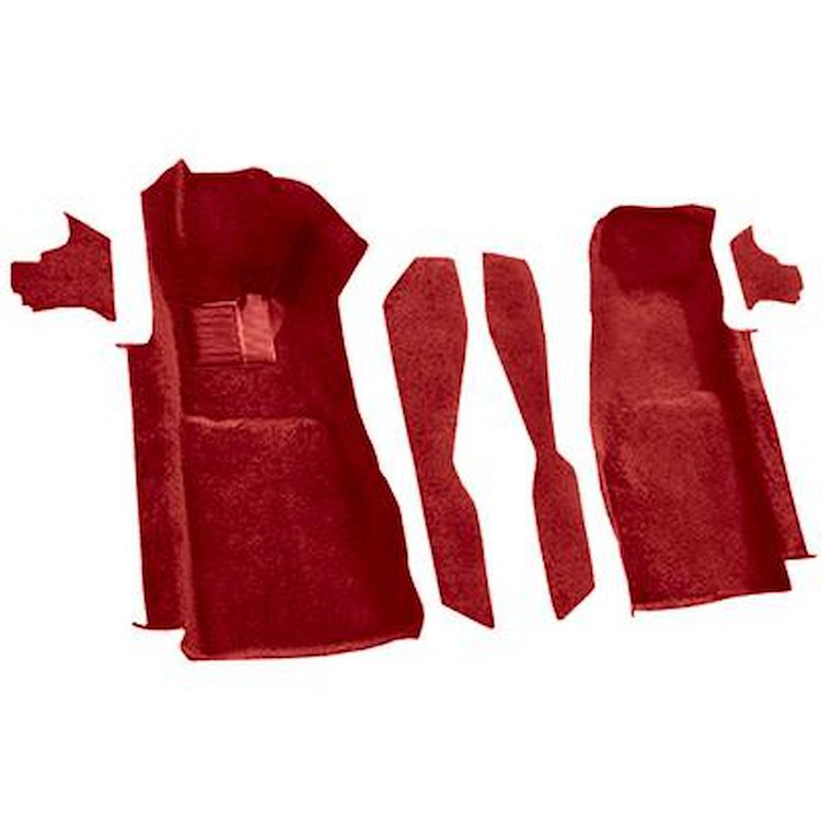 VT1121254 1981-82 Chevrolet Corvette; Front Molded Carpet Set; w/ Console Strips & Kick Panels; Cutpile; Dark Red/Carmine