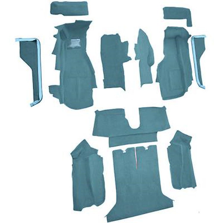 VT1121604 1984-87 Chevrolet Corvette; Coupe; Complete Molded Carpet Set; w/ Heel Pad; Cutpile; Metallic Blue