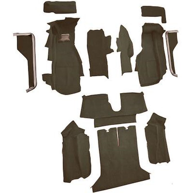 VT1121657 1984-87 Chevrolet Corvette; Coupe; Complete Molded Carpet Set; w/ Heel Pad; Cutpile; Bronze