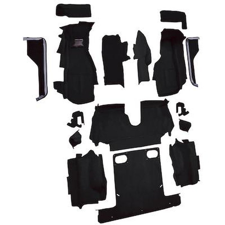 VT1122601 1986-87 Chevrolet Corvette; Convertible; Complete Molded Carpet Set; w/ Heel Pad; Cutpile; Black