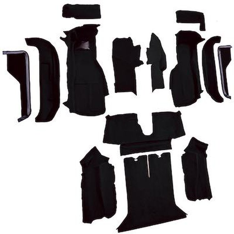 VT1123201 1988-89 Chevrolet Corvette; Coupe; Complete Molded Carpet Set; w/ Heel Pad; Cutpile; Black