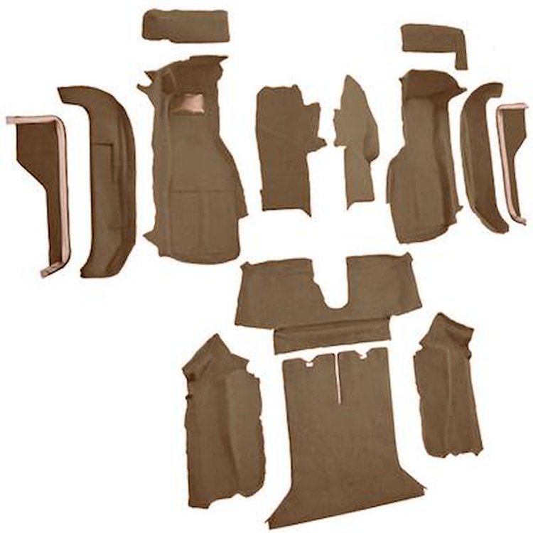 VT1123259 1988-89 Chevrolet Corvette; Coupe; Complete Molded Carpet Set; w/ Heel Pad; Cutpile; Cognac