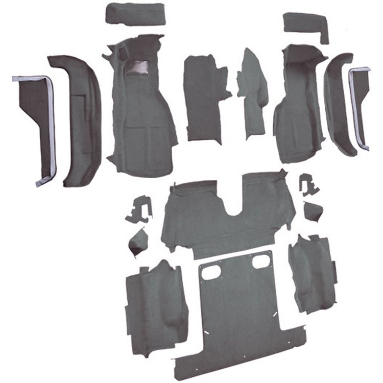 VT1124268 1988-89 Chevrolet Corvette; Convertible; Complete Molded Carpet Set; w/ Heel Pad; Cutpile; Smoke