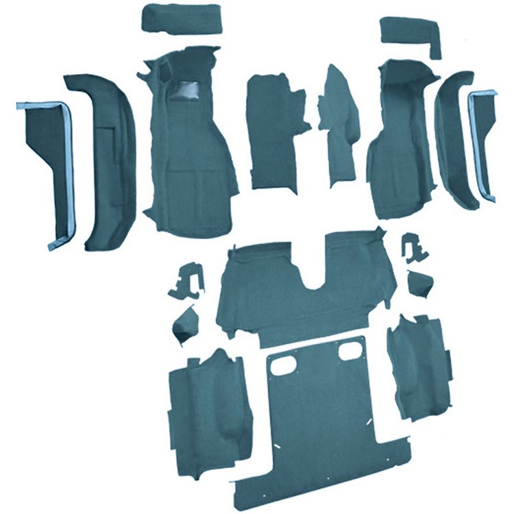 VT1124304 1988-89 Chevrolet Corvette; Convertible; Complete Molded Carpet Set; Cutpile; Metallic Blue