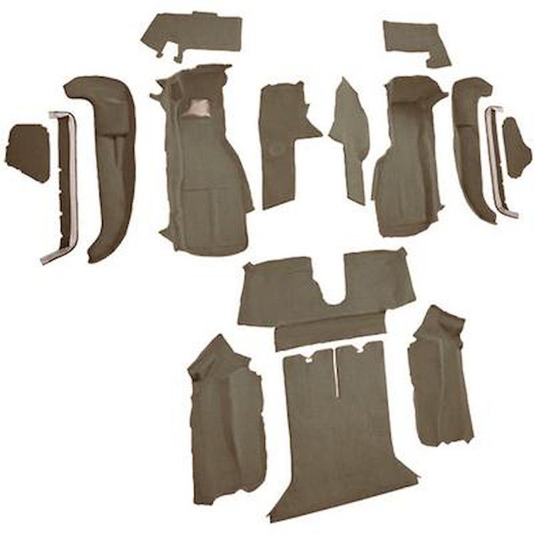 VT1124928 1990-93 Chevrolet Corvette; Coupe; w/ 2 Door Latches; Complete Molded Carpet Set; Cutpile; Medium Beige