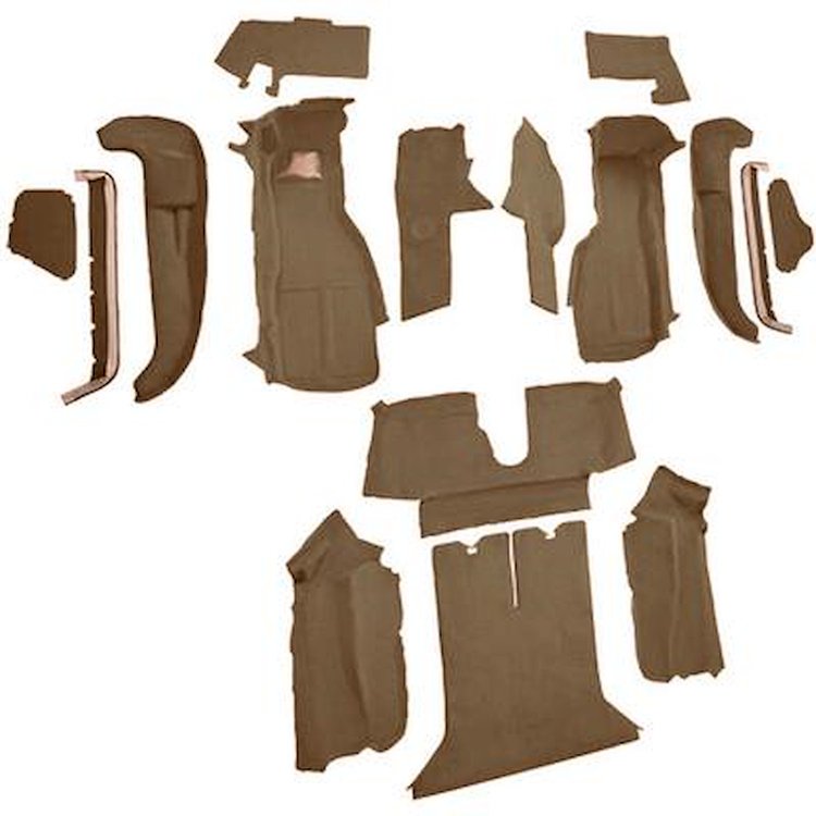 VT1124959 1990-93 Chevrolet Corvette; Coupe; w/ 2 Door Latches; Complete Molded Carpet Set; Cutpile; Cognac
