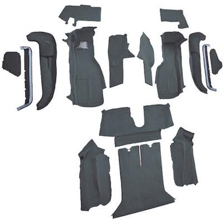 VT1124964 1990-93 Chevrolet Corvette; Coupe; w/ 2 Door Latches; Complete Molded Carpet Set; Cutpile; Steel Blue / Crystal Blue