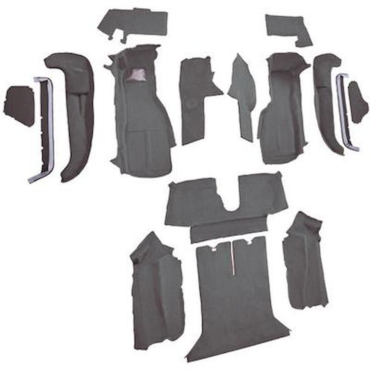 VT1124968 1990-93 Chevrolet Corvette; Coupe; w/ 2 Door Latches; Complete Molded Carpet Set; Cutpile; Smoke