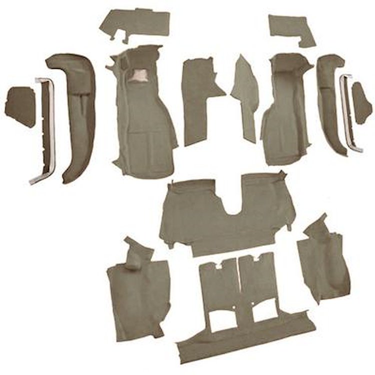 VT1125828 1990-93 Chevrolet Corvette; Convertible; w/2 Door Latches; Complete Molded Carpet Set; w/ Heel Pad; Cutpile; Medium Be