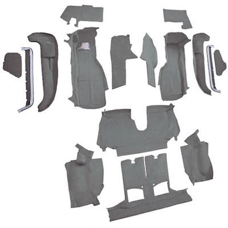 VT1125868 1990-93 Chevrolet Corvette; Convertible; w/2 Door Latches; Complete Molded Carpet Set; w/ Heel Pad; Cutpile; Smoke