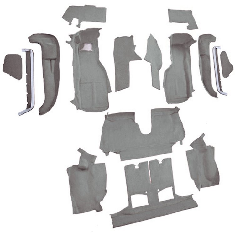 VT1125883 1990-93 Chevrolet Corvette; Convertible; w/2 Door Latches; Complete Molded Carpet Set; w/ Heel Pad; Cutpile; Pewter