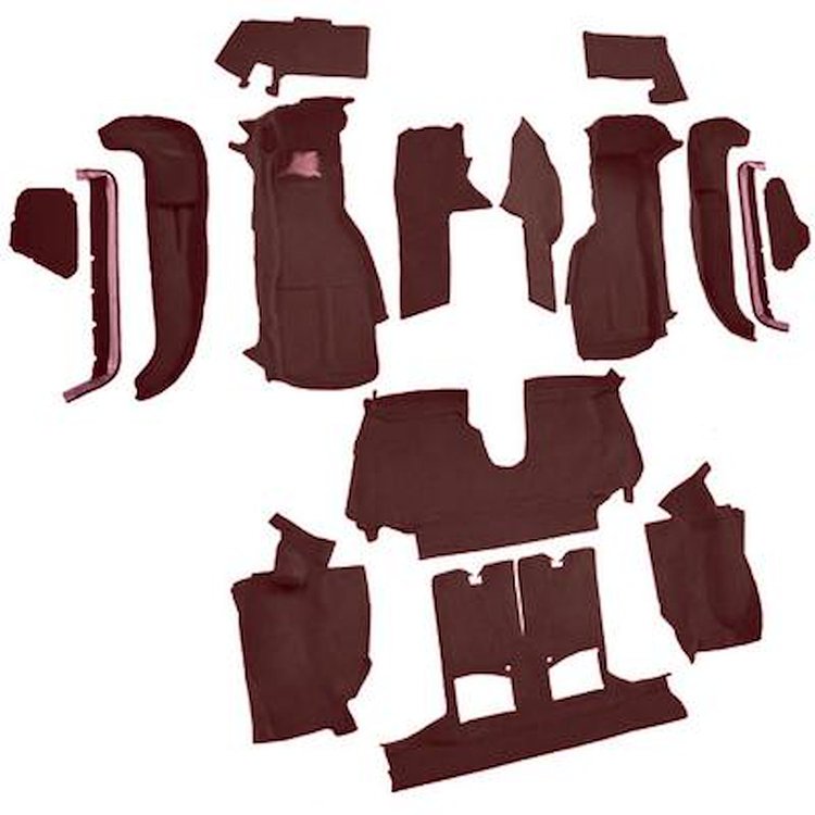 VT1125902 1990-93 Chevrolet Corvette; Convertible; w/2 Door Latches; Complete Molded Carpet Set; Cutpile; Ruby Red