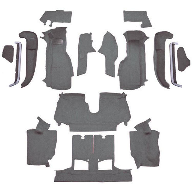 VT1125968 1990-93 Chevrolet Corvette; Convertible; w/2 Door Latches; Complete Molded Carpet Set; Cutpile; Smoke