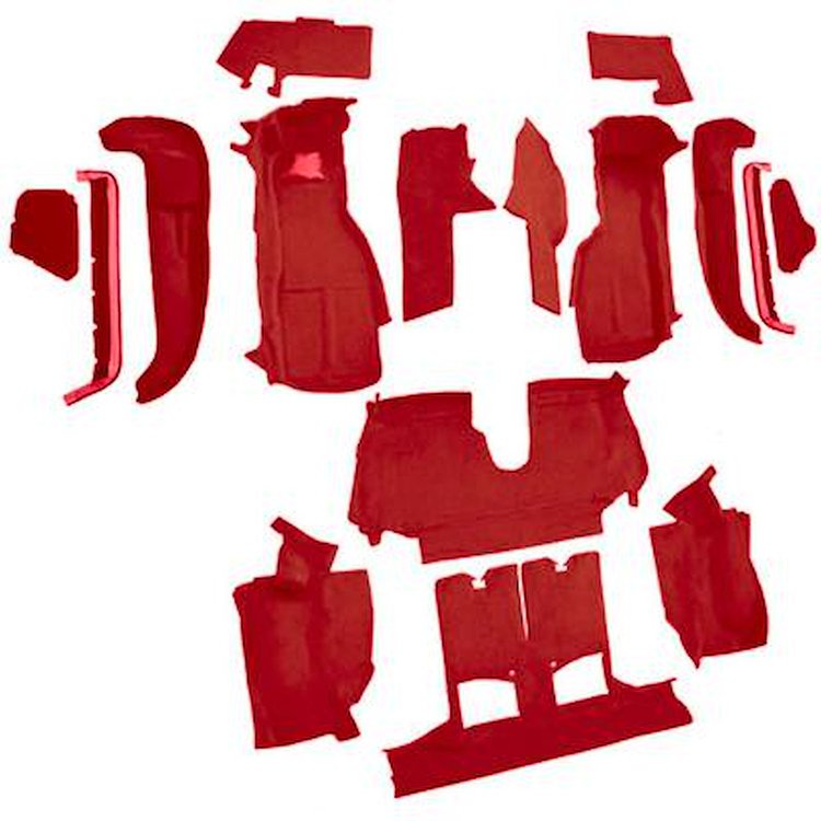 VT1125977 1990-93 Chevrolet Corvette; Convertible; w/2 Door Latches; Complete Molded Carpet Set; Cutpile; Flame Red
