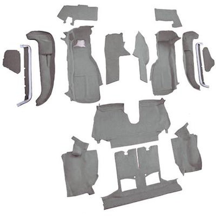 VT1125983 1990-93 Chevrolet Corvette; Convertible; w/2 Door Latches; Complete Molded Carpet Set; Cutpile; Pewter