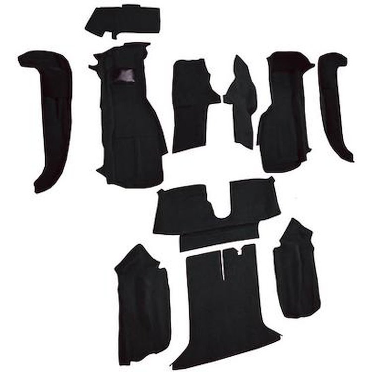 VT1126701 1994-96 Chevrolet Corvette; Coupe; Complete Molded Carpet Set; w/ Heel Pad; w/o Door Panels; Cutpile; Black