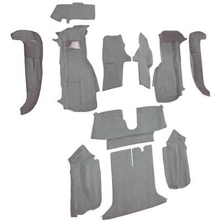 VT1126783 1994-96 Chevrolet Corvette; Coupe; Complete Molded Carpet Set; w/ Heel Pad; w/o Door Panels; Cutpile; Medium Gray/Pewt