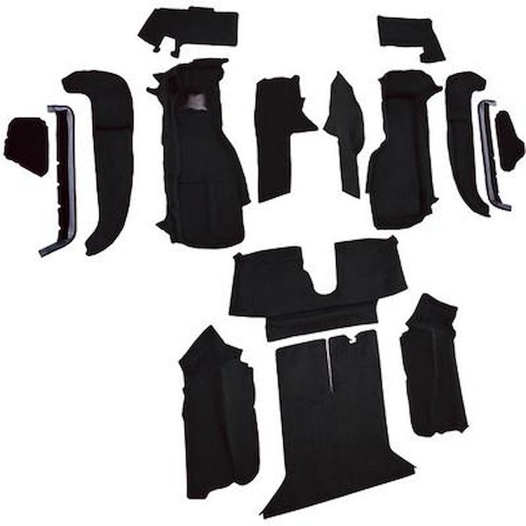 VT1128801 1992-93 Chevrolet Corvette; Coupe; w/1 Door Latch; Complete Molded Carpet Set; w/ Heel Pad; Cutpile; Black