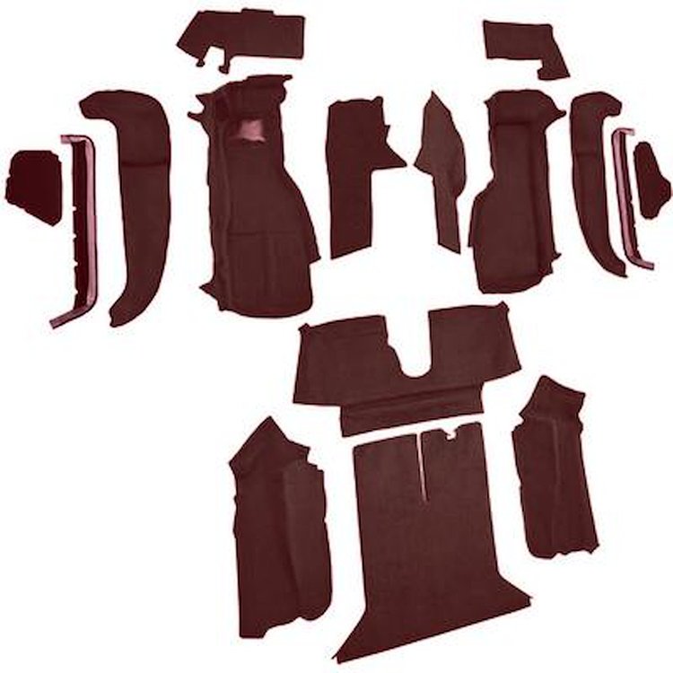 VT1128802 1992-93 Chevrolet Corvette; Coupe; w/1 Door Latch; Complete Molded Carpet Set; w/ Heel Pad; Cutpile; Ruby Red