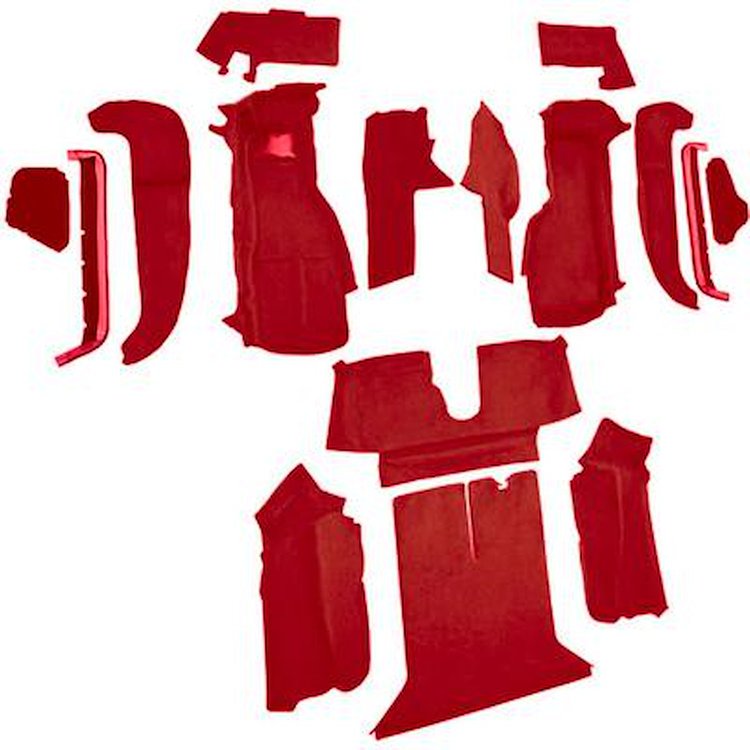 VT1128877 1992-93 Chevrolet Corvette; Coupe; w/1 Door Latch; Complete Molded Carpet Set; w/ Heel Pad; Cutpile; Flame Red