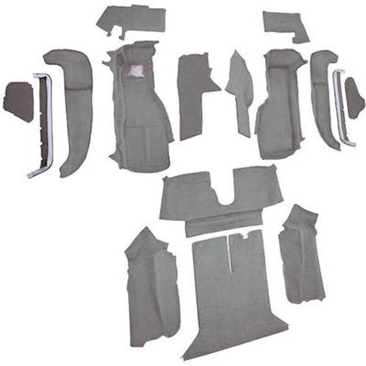 VT1128883 1992-93 Chevrolet Corvette; Coupe; w/1 Door Latch; Complete Molded Carpet Set; w/ Heel Pad; Cutpile; Medium Gray/Pewte