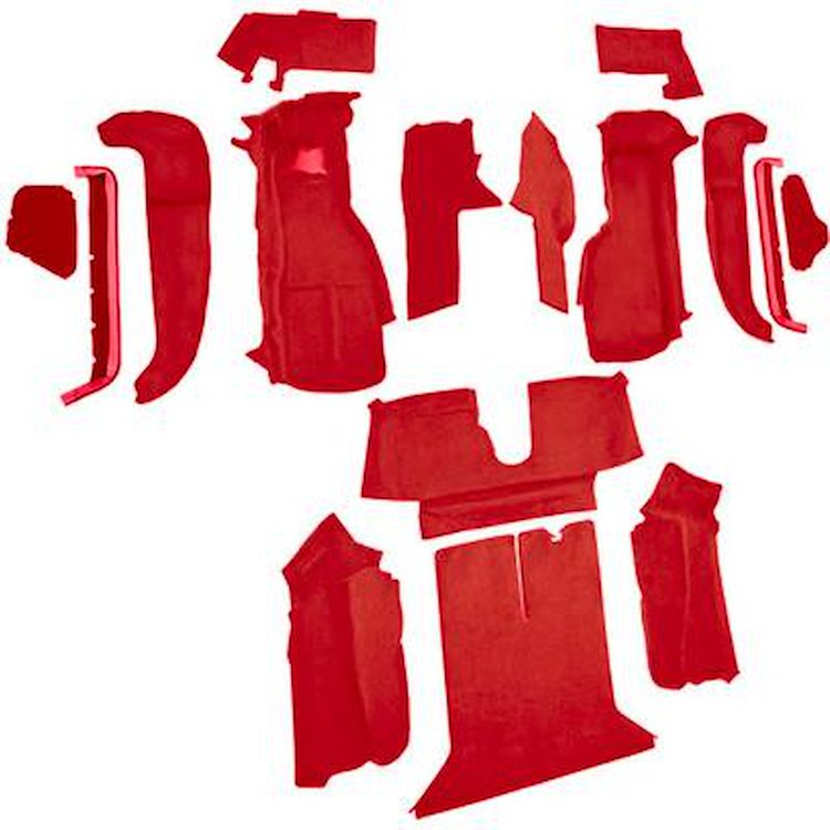 VT1128891 1992-93 Chevrolet Corvette; Coupe; w/1 Door Latch; Complete Molded Carpet Set; w/ Heel Pad; Cutpile; Torch Red