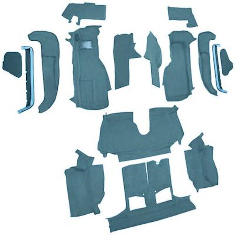 VT1129204 1992-93 Chevrolet Corvette; Convertible; w/1 Door Latch; Complete Molded Carpet Set; w/ Heel Pad; Cutpile; Metallic Bl
