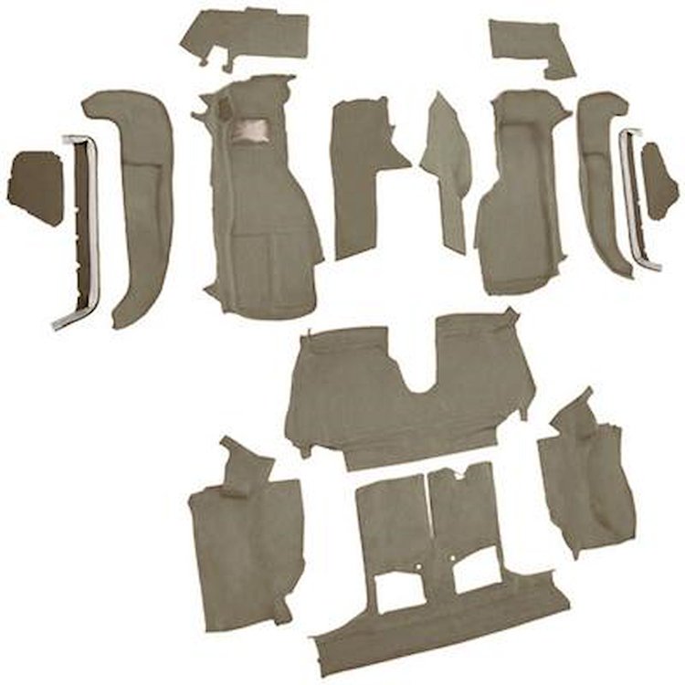 VT1129328 1992-93 Chevrolet Corvette; Convertible; w/1 Door Latch; Complete Molded Carpet Set; Cutpile; Medium Beige