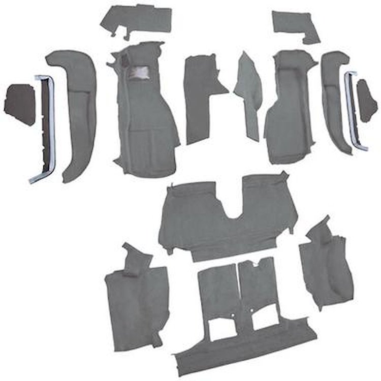 VT1129368 1992-93 Chevrolet Corvette; Convertible; w/1 Door Latch; Complete Molded Carpet Set; Cutpile; Smoke