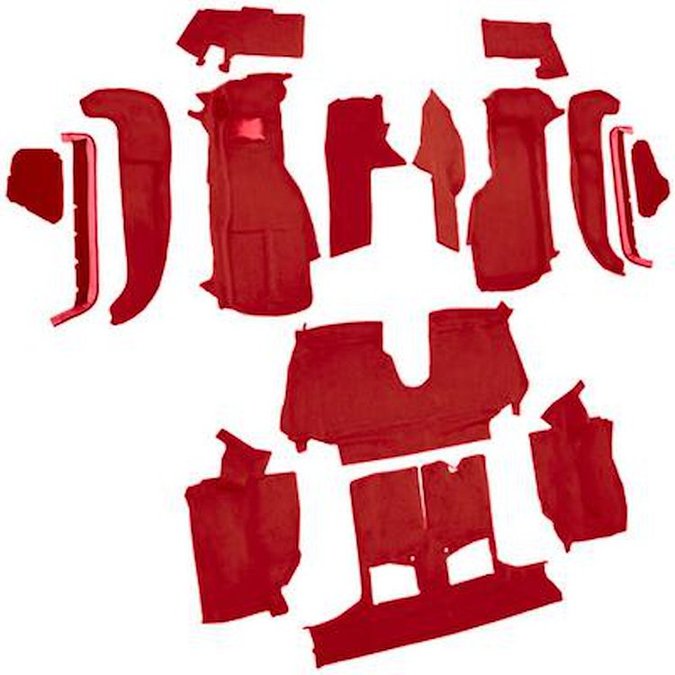 VT1129377 1992-93 Chevrolet Corvette; Convertible; w/1 Door Latch; Complete Molded Carpet Set; Cutpile; Flame Red