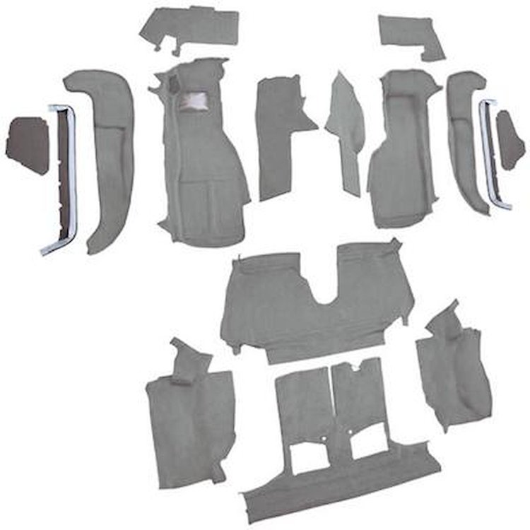 VT1129383 1992-93 Chevrolet Corvette; Convertible; w/1 Door Latch; Complete Molded Carpet Set; Cutpile; Medium Gray/Pewter