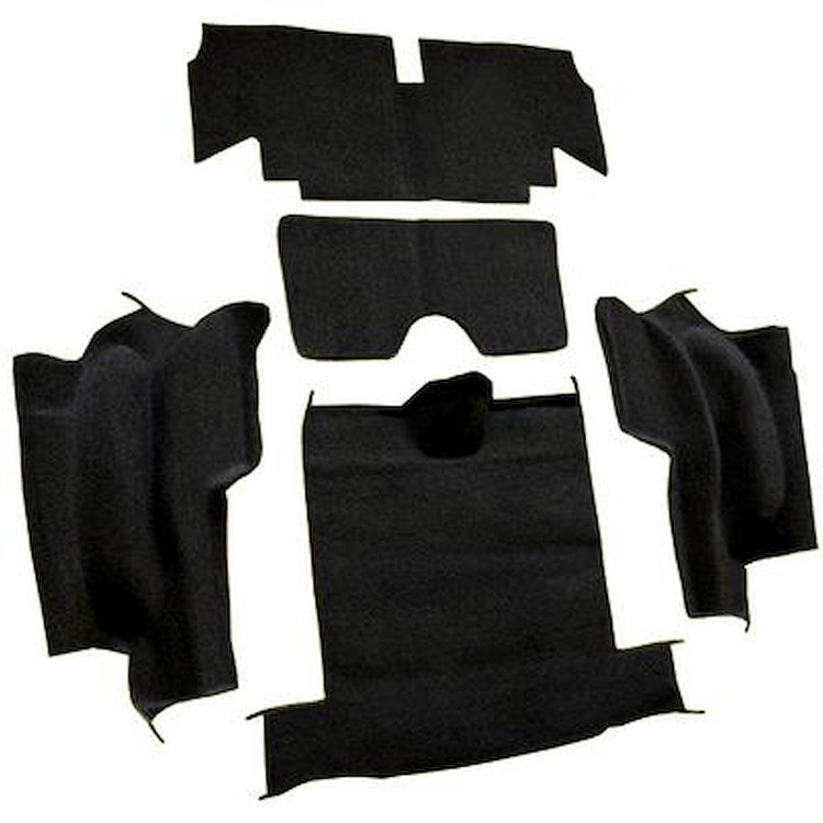 VT1133401 1965-67 Chevrolet Corvette; Roadster; Rear Cut & Sewn Carpet; w/o Heel Pad; Loop; Black