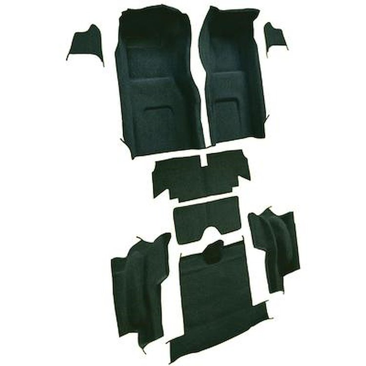 VT1136013 1965-66 Chevrolet Corvette; Roadster; Complete Molded Carpet Set; w/o Heel Pad; Loop; Dark Green