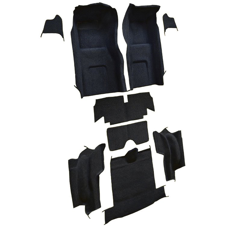 VT1136066 1965-66 Chevrolet Corvette; Roadster; Complete Molded Carpet Set; w/o Heel Pad; Loop; Midnight Blue