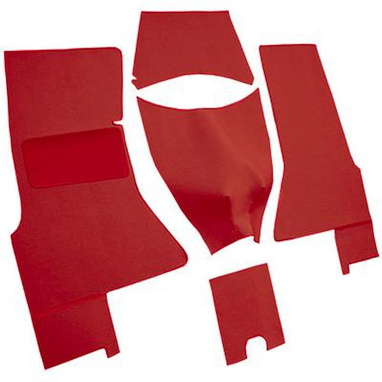 VT1152102 1956-57 Chevrolet Corvette; Complete Cut & Sewn Carpet Set; Daytona; Red
