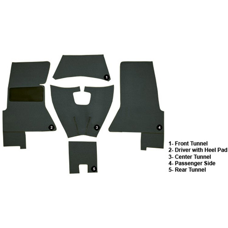 VT1156638 1958 Chevrolet Corvette; Complete Cut & Sewn Carpet Set; Foam Tuxedo; Olive Black