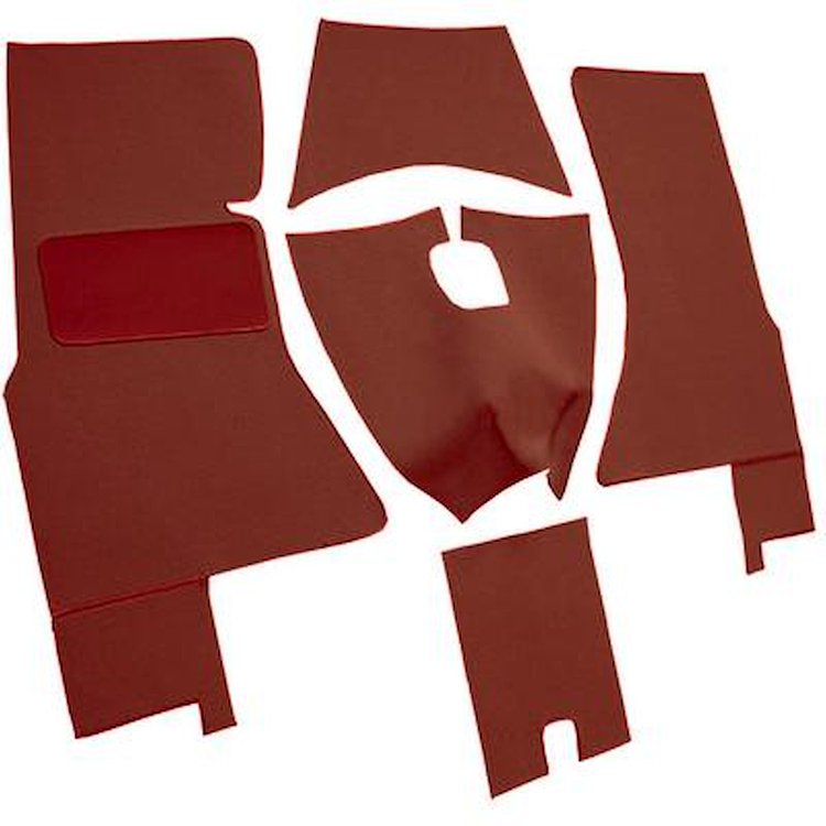 VT1158602 1959-60 Chevrolet Corvette; Complete Cut & Sewn Carpet Set; Foam Tuxedo; Red