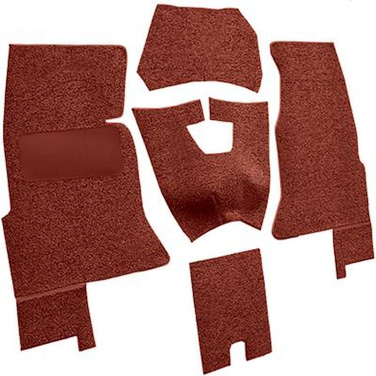 VT1162802 1961-62 Chevrolet Corvette; Complete Cut & Sewn Carpet Set; Foam Tuxedo; Red