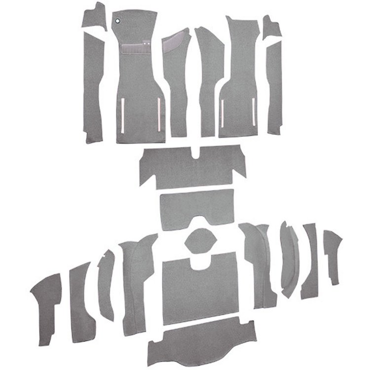 VT1171323 1964 Chevrolet Corvette; Coupe; Complete Cut & Sewn Carpet Kit; 36 Gallon Tank; w/o Heel Pad; Loop; Silver