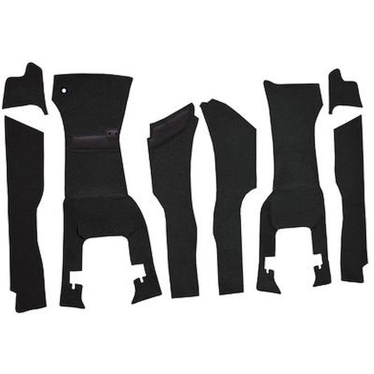 VT1172201 1963 Chevrolet Corvette; Front Cut & Sewn Carpet Set; w/ Tool Box Cut Out; w/o Heel Pad; Loop; Black